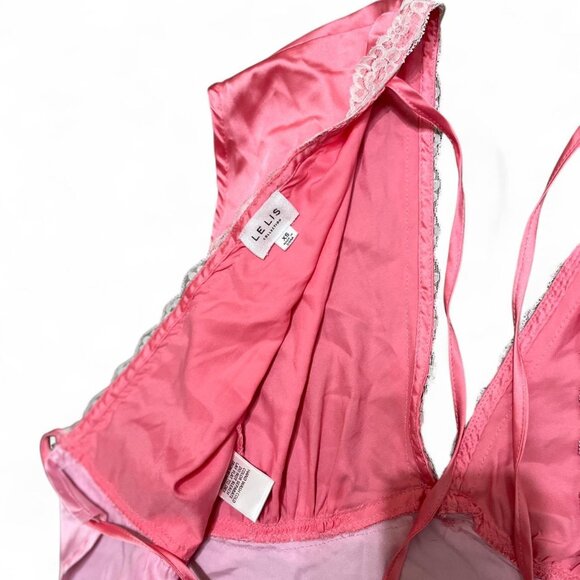 Pink and purple lace trimmed silk top #glam #lounge XS very thin and lightweight - Picture 3 of 3